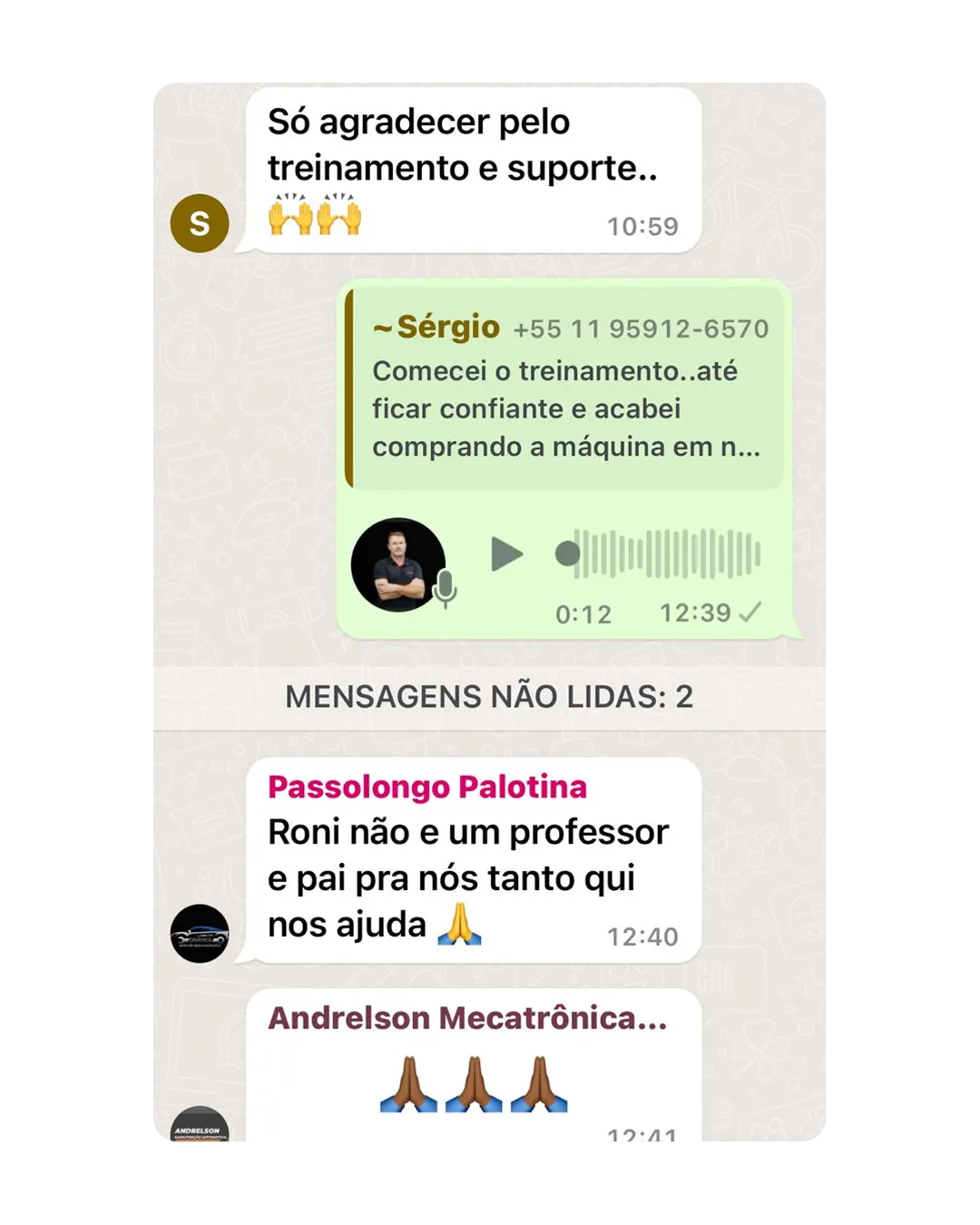 Depoimento de aluno