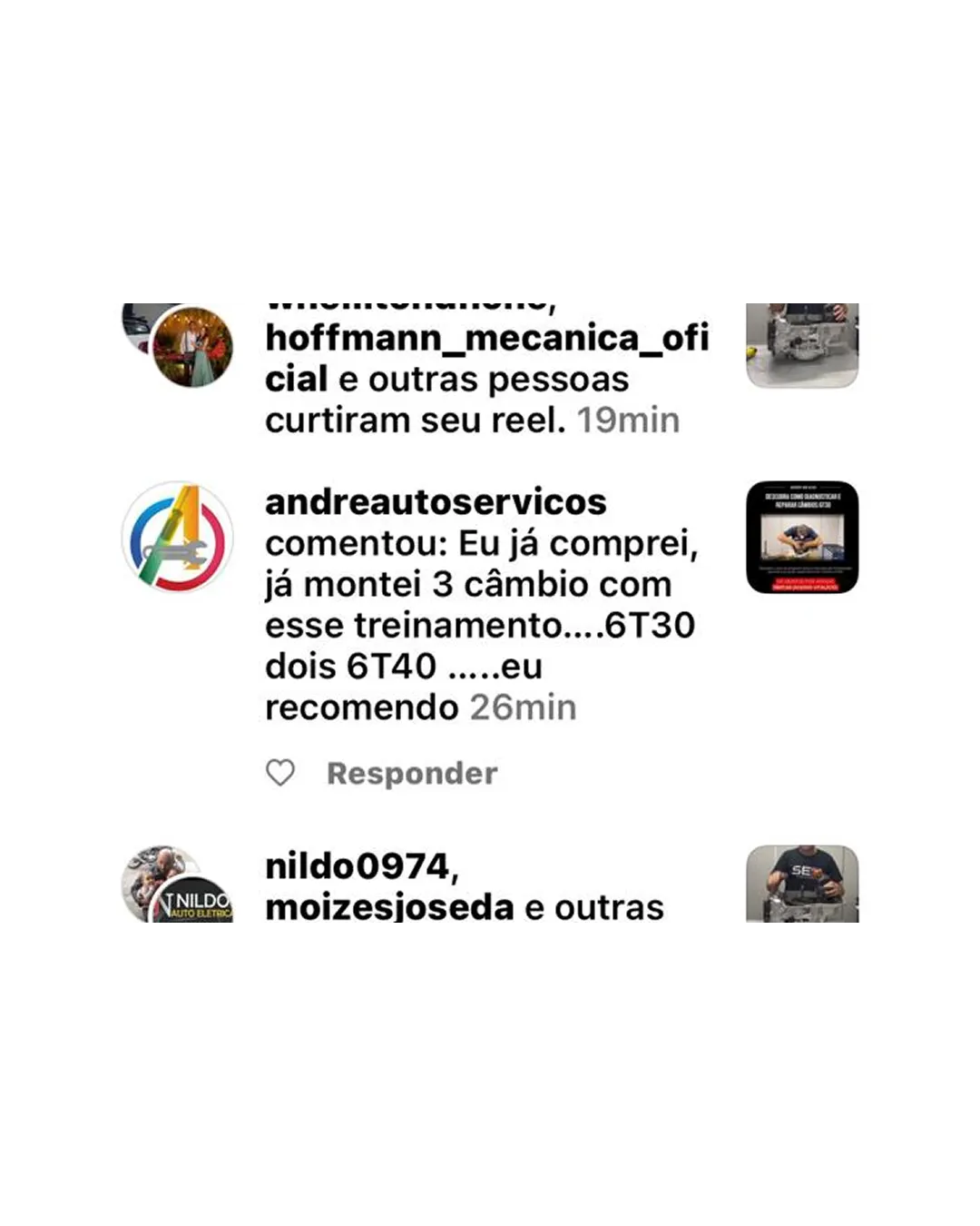Depoimento de aluno